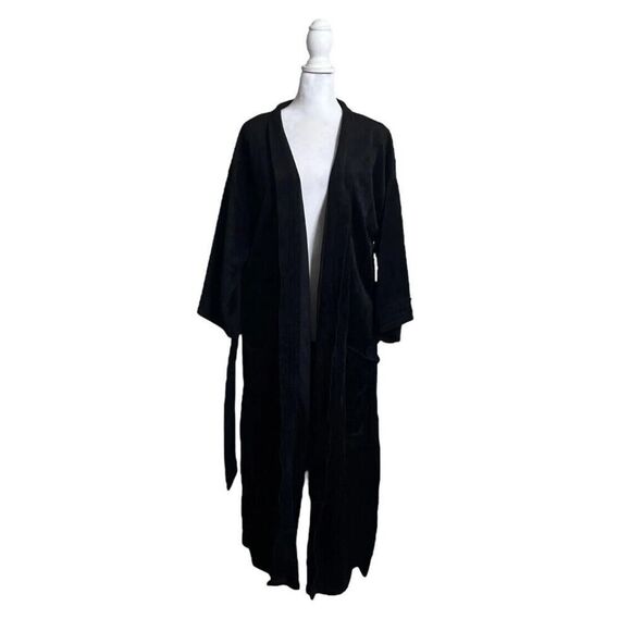 Henry Grethel Men’s Vintage Soft Black Belted Robe PJ OSFM - Picture 2 of 11
